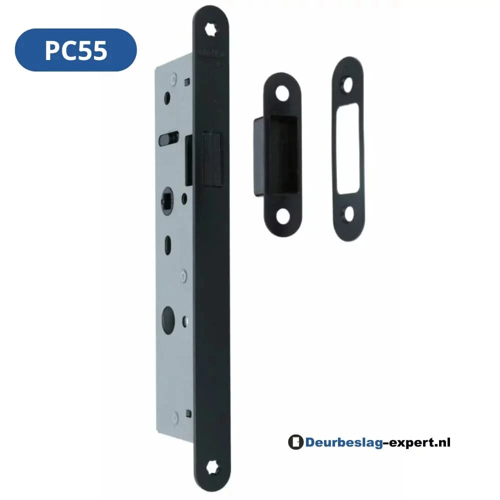 Mauer smaldeurslot 4445 cilinder PC55 met zwarte voorplaat vooraanzicht