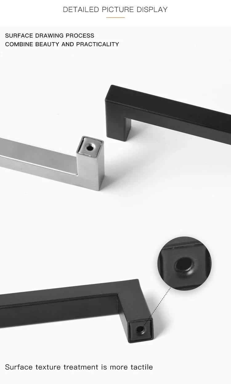 Moderne meubelgreep vierkant 128 mm mat zwart - productfoto