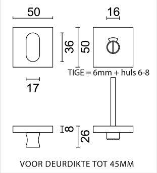 HDD Pro WC-garnituur Square Shape mat brons – detail