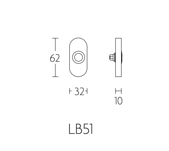 Formani Basics LB51 deurbel ovaal werktekening met afmetingen