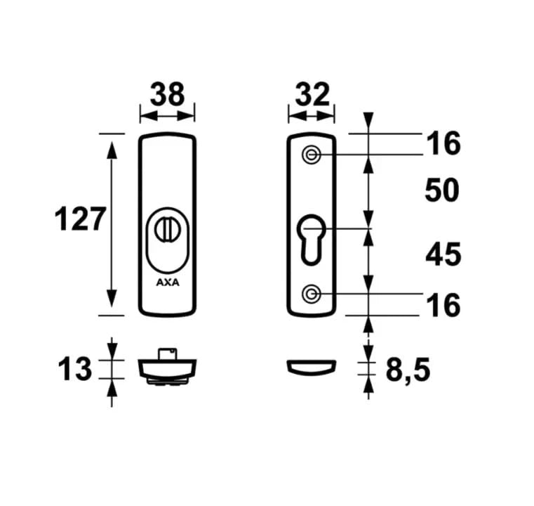 AXA Veiligheidsrozetten Curve Plus smal anti-kerntrek zwart, detail