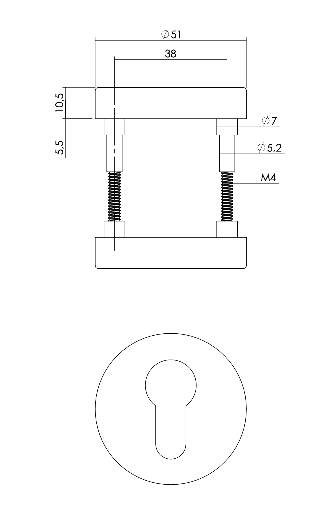 Intersteel cilinderrozet profielcilindergat rond RVS geborsteld – detail