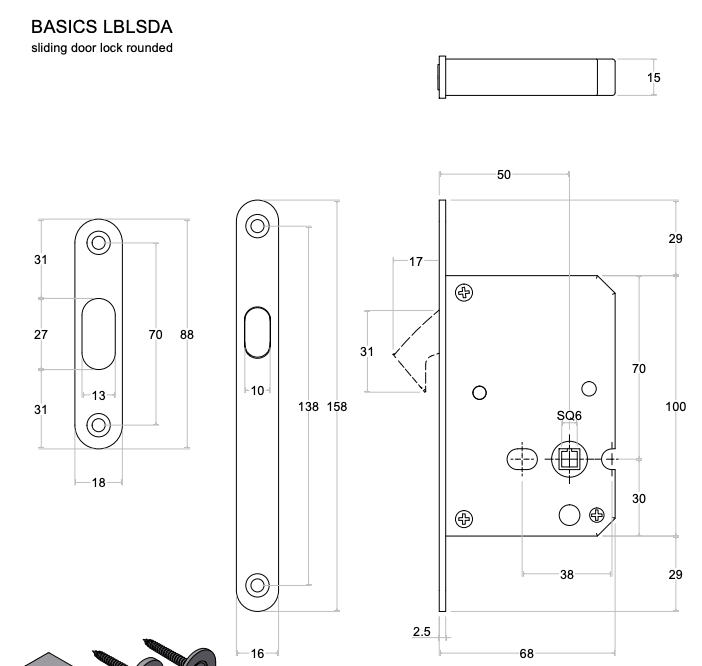 Formani BASICS LBLSDA schuifdeurslot licht brons – gemonteerd op deur