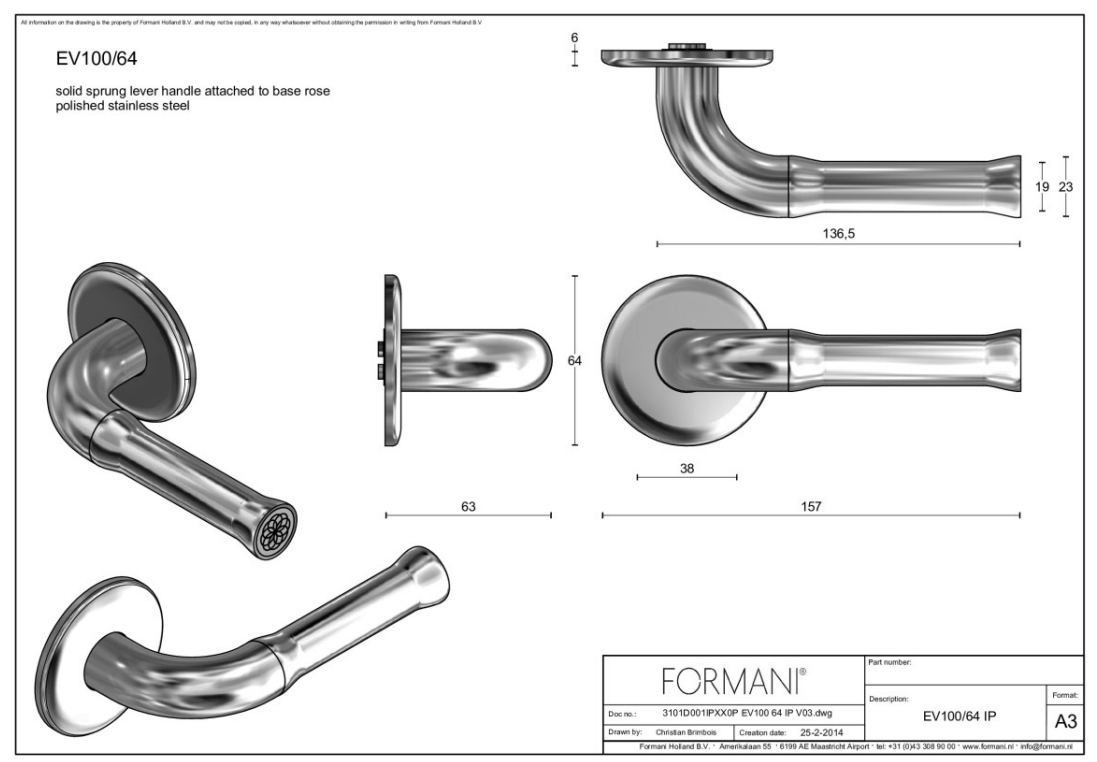 Formani Edward van Vliet EV100ZL/64 deurkruk mat zwart – detail