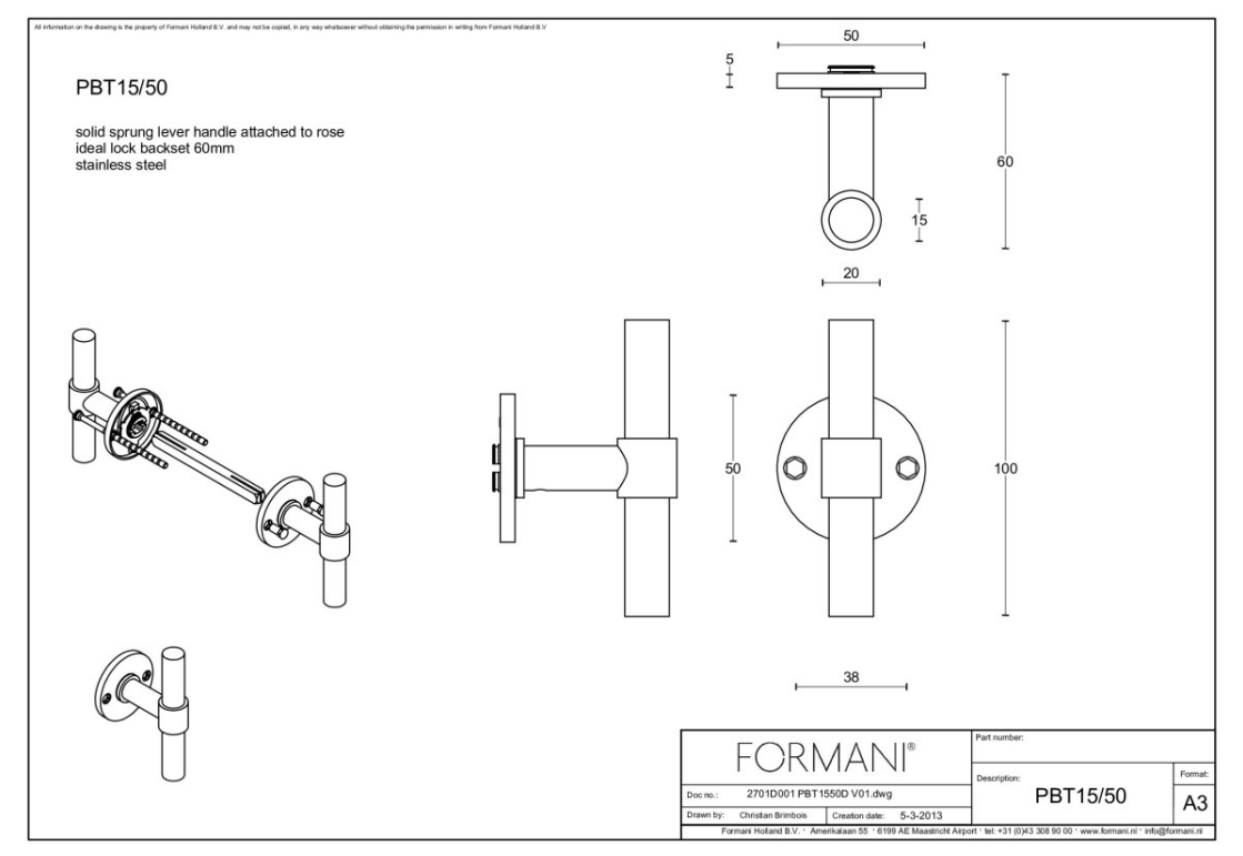 Formani PBT15/50 deurkruk Mat zwart – detail