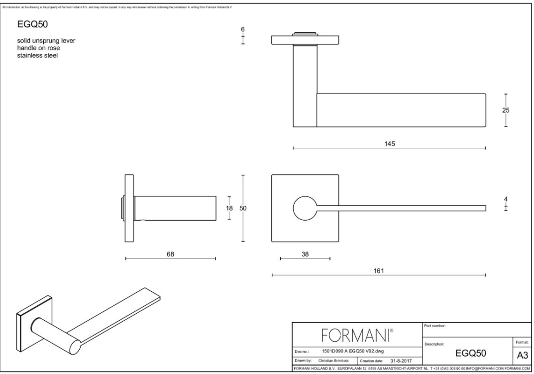 Formani EGQ50 deurkruk mat zwart - detailfoto