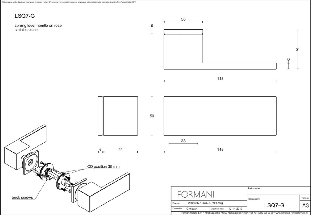 Formani LSQ7-G deurkruk gepolijst roestvast staal – detail