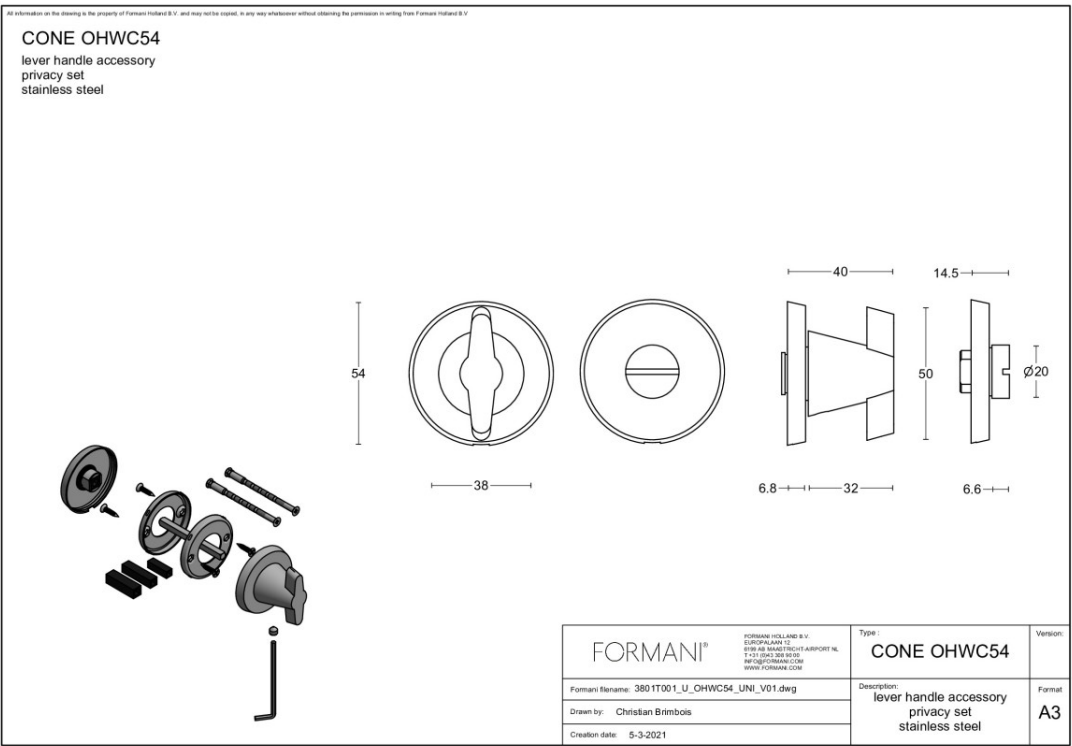 FORMANI toiletgarnituur PVD mat zwart CONE (Osiris Hertman) detail