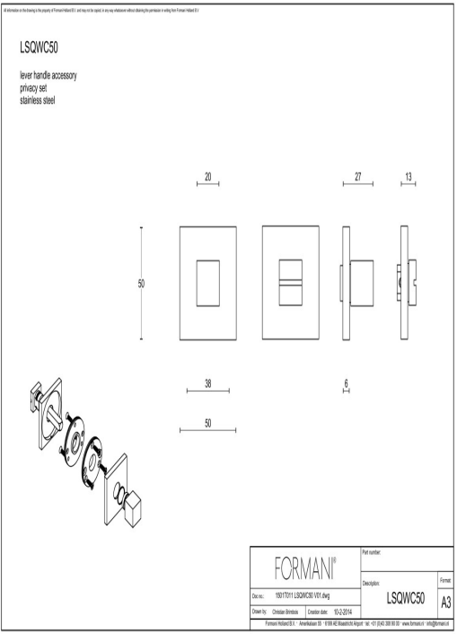 FORMANI toiletgarnituur gepolijst roestvast staal SQUARE detail