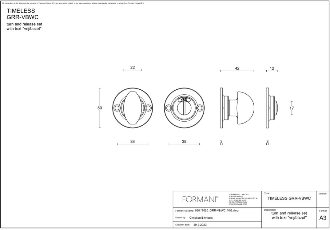 Formani toiletgarnituur glans nikkel – TIMELESS GRR-VBWC (detail)