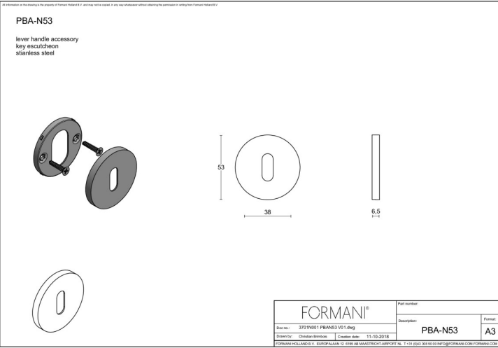 Formani sleutelplaatje PBAN53 pvd mat zwart detail