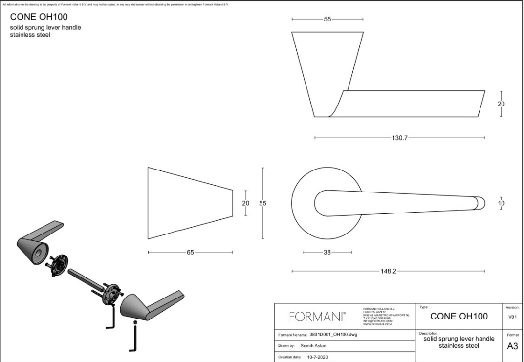 Formani OH100-G deurkruk PVD mat zwart – detail