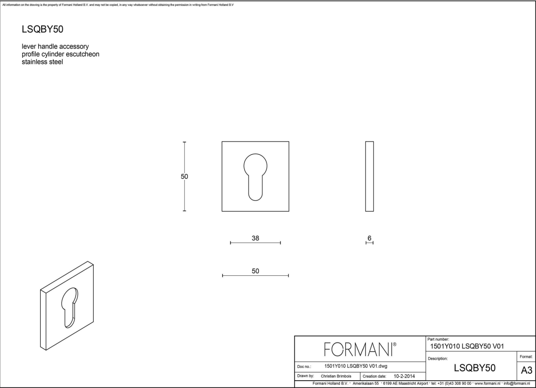 Formani cilinderrozet LSQBY50 mat zwart – detail