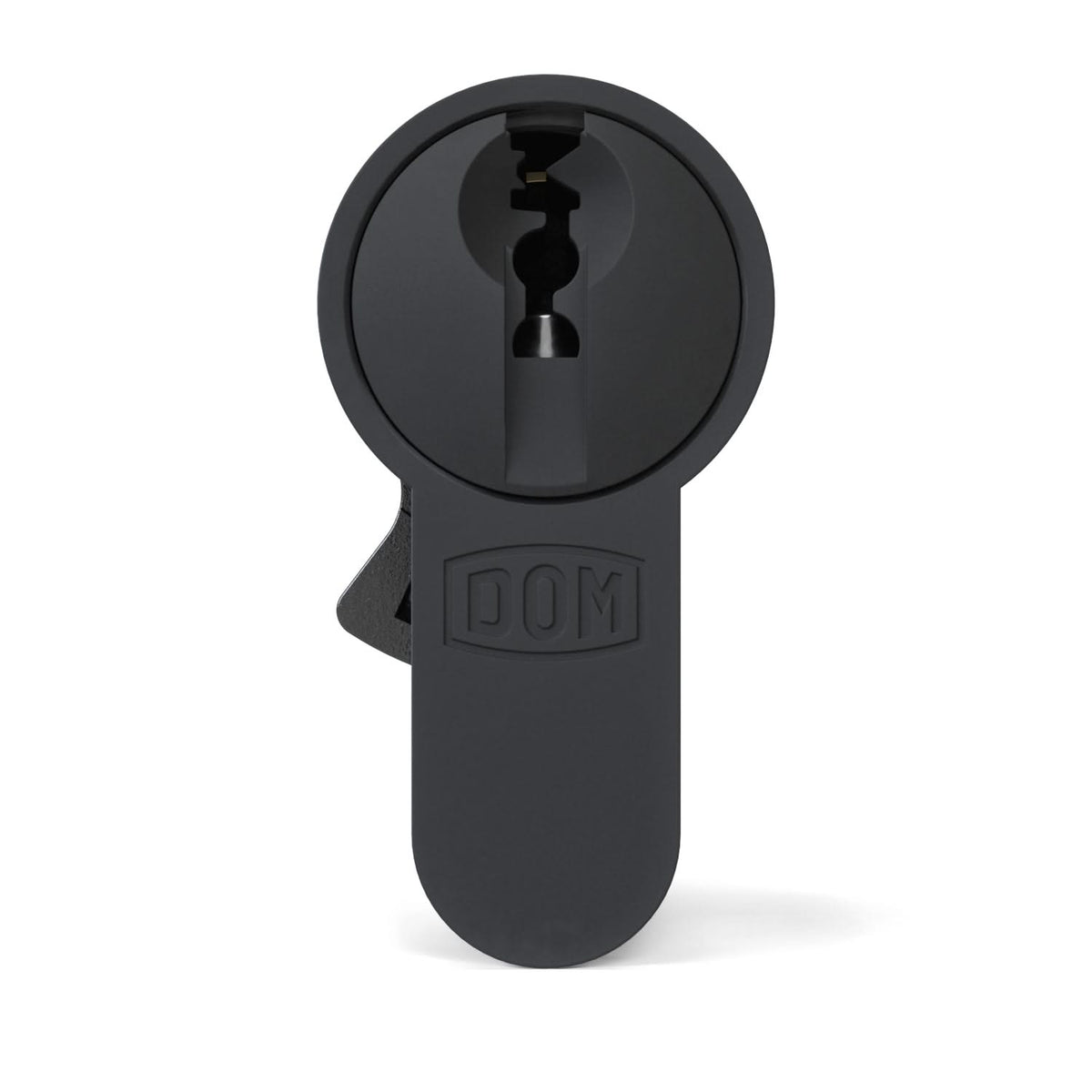 DOM Plura profielcilinder mat zwart – vooraanzicht