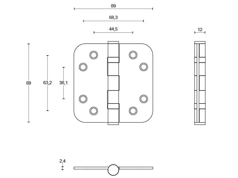FORMANI kogellagerscharnier LBSA7676 technische tekening met afmetingen