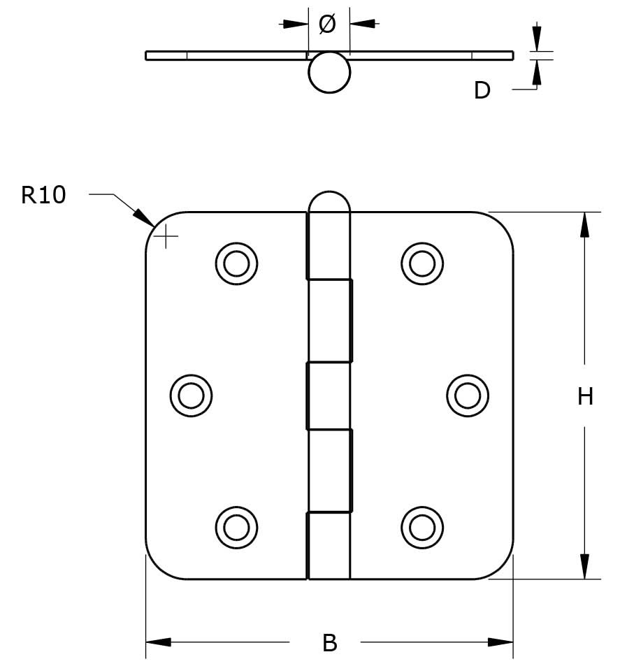 Dulimex scharnier 89x89 mm RVS geborsteld detail