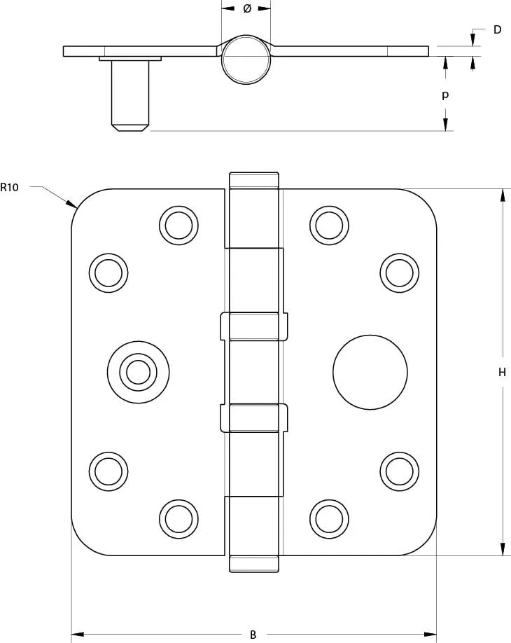 Dulimex kogellagerscharnier SKG** 89x89 mm verzinkt vooraanzicht