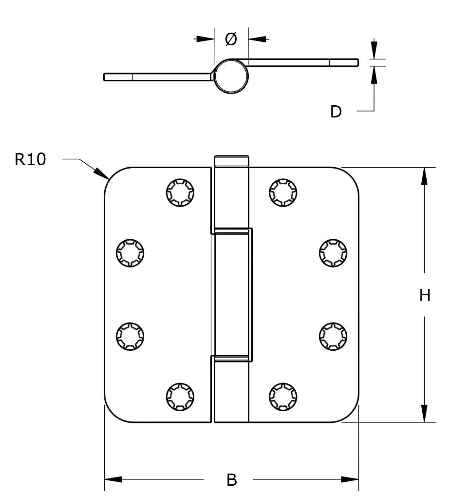 Dulimex glijlagerscharnier 89x89 mm RVS geborsteld detail