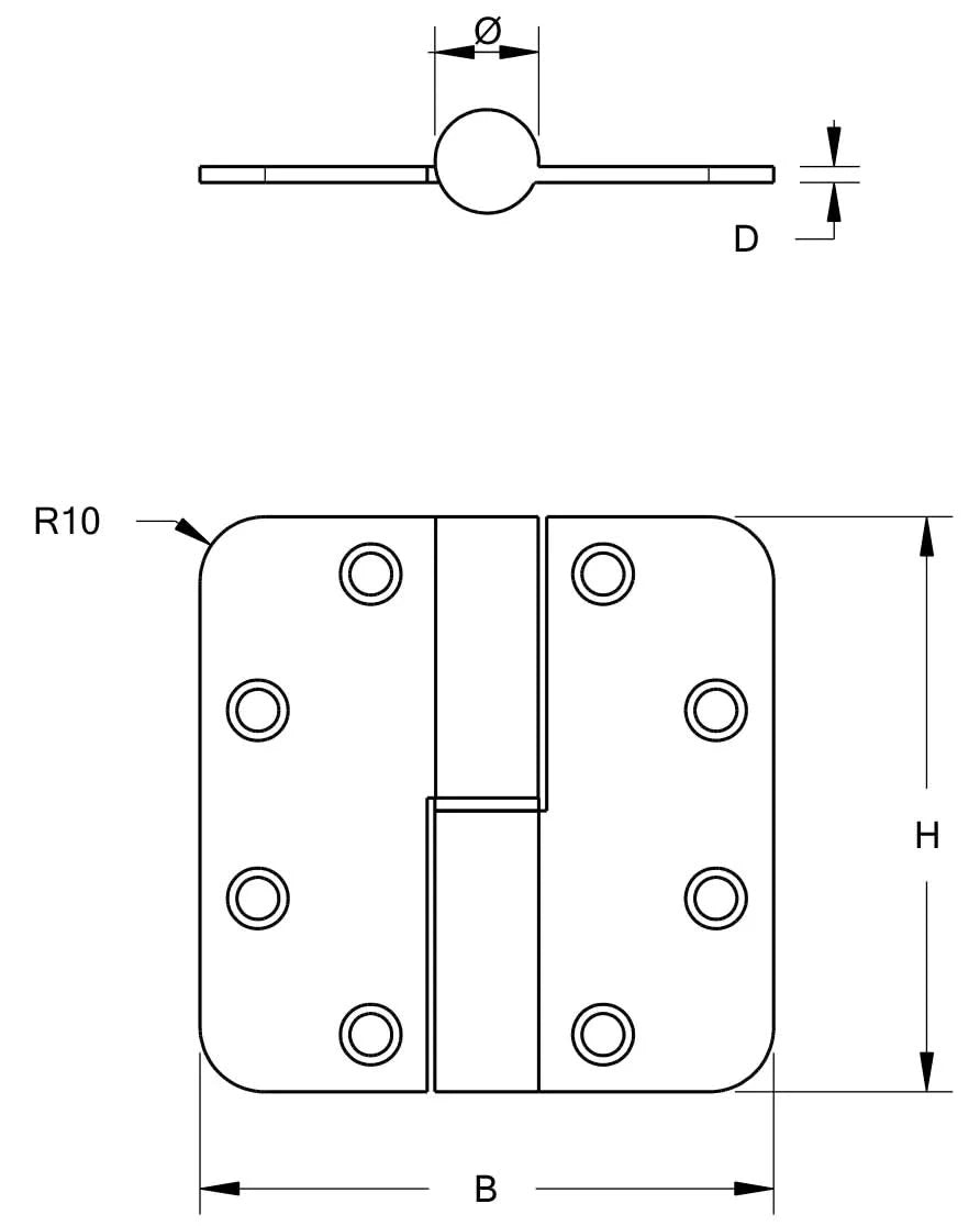Dulimex DX kogelstiftpaumelle 89x89 mm mat zwart detail