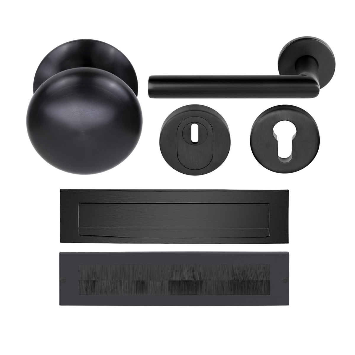 Formani complete voordeurset knop/kruk LB2-19 zwart PVD SKG3 – zijaanzicht