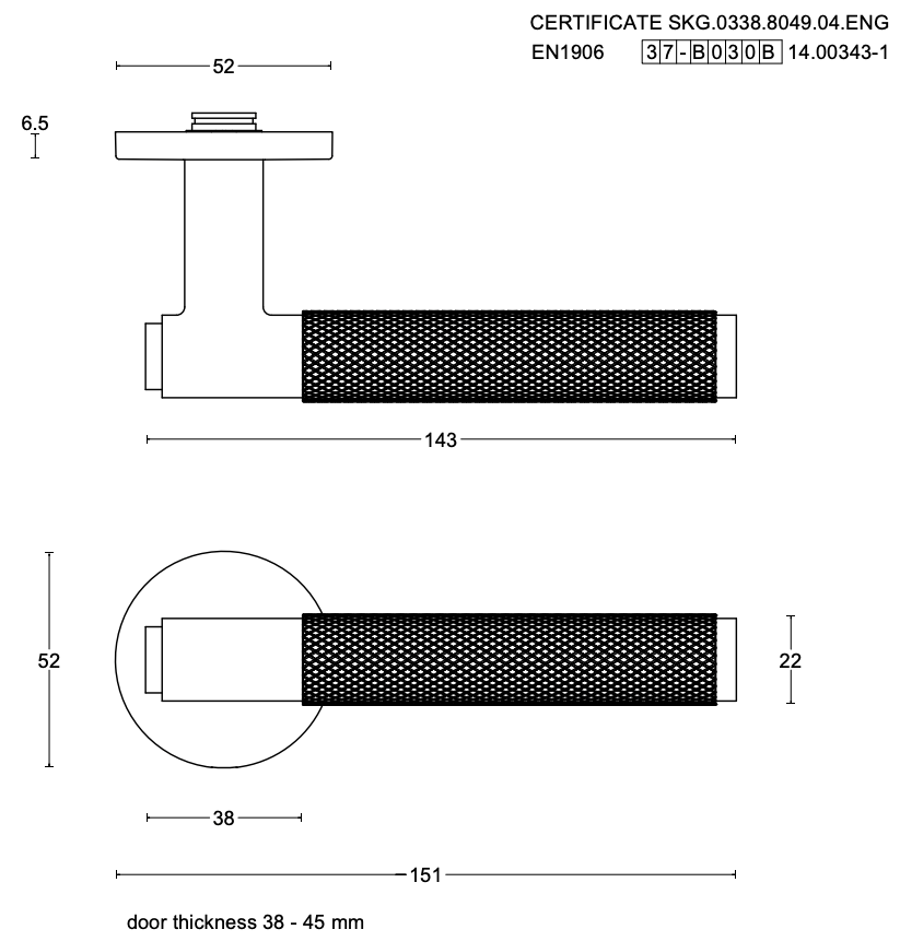 FORMANI BASICS deurkruk LB5-22 rvs geborsteld – detail