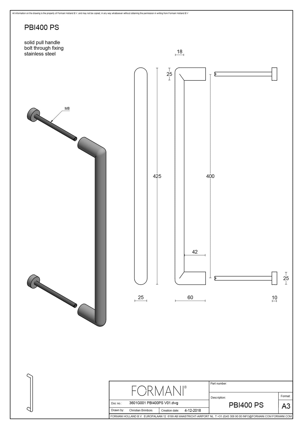 FORMANI PBI400 deurgreep PVD licht brons detail