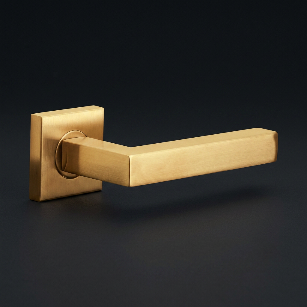 Formani BASIC BSQ1-G deurkruk op vierkant rozet in PVD mat goud, detailweergave