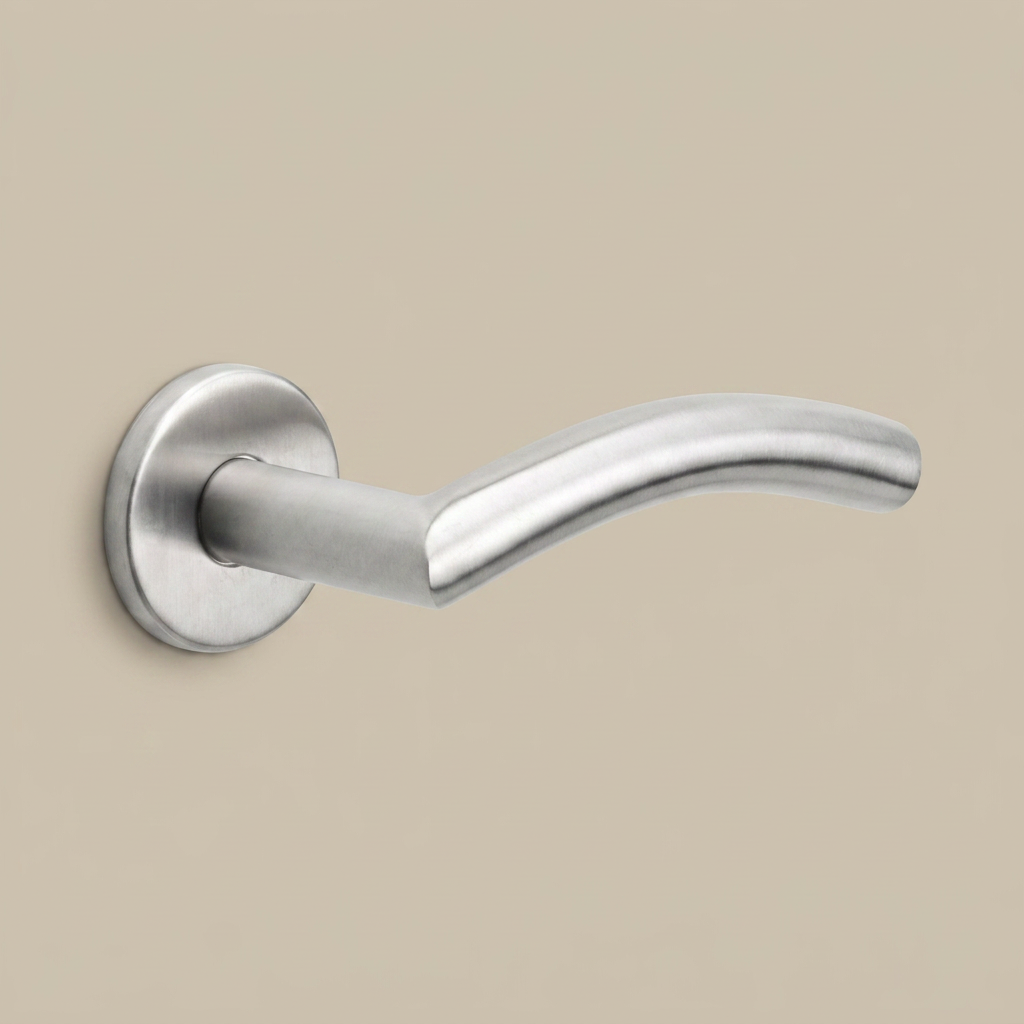 Formani BASIC LB4-19 deurkruk RVS mat op ronde rozet, detailweergave