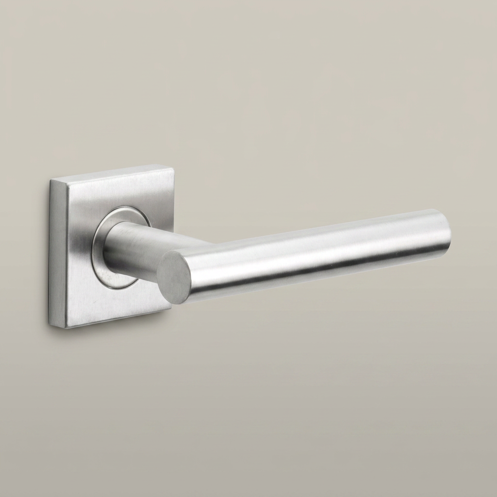FORMANI deurkruk BASIC LB7-19BSQR53 op vierkant rozet in mat RVS – detailweergave