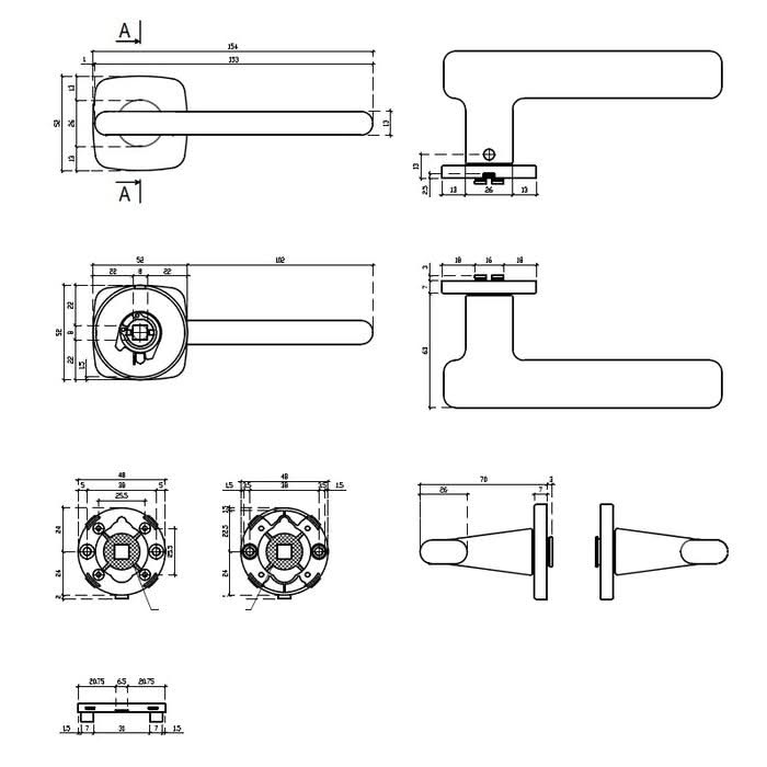 Aprile Maranta massieve deurkruk goud gepolijst op afgerond rozet, detail