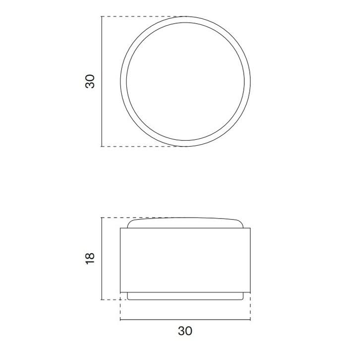 Aprile meubelknop 1061 geribbeld Ø30 mm mat zwart – detail