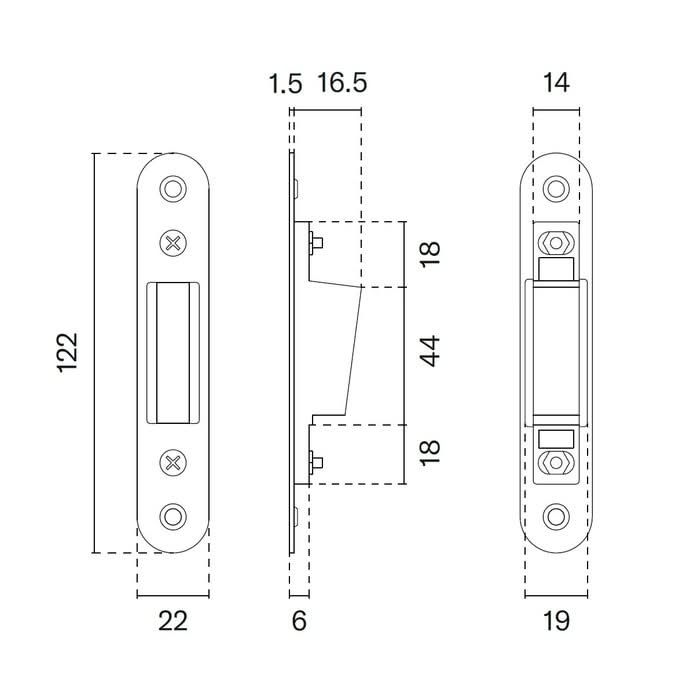 Aprile verstelbare sluitplaat 2870 wit mat voor magneetslot - detail