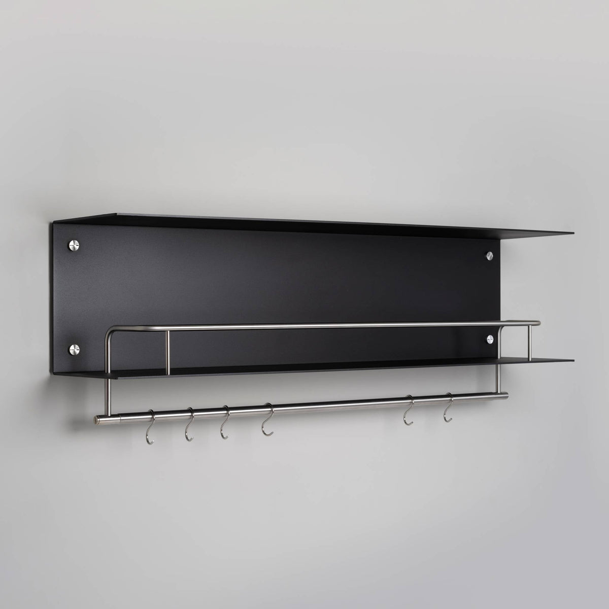 Buster + Punch Hanger keukenplank zwart met steel – vooraanzicht