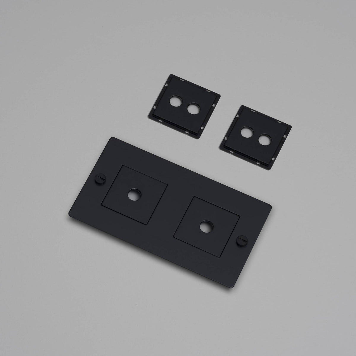 Buster + Punch afdekplaat 2-voudig horizontaal met coin-screw details, detailopname