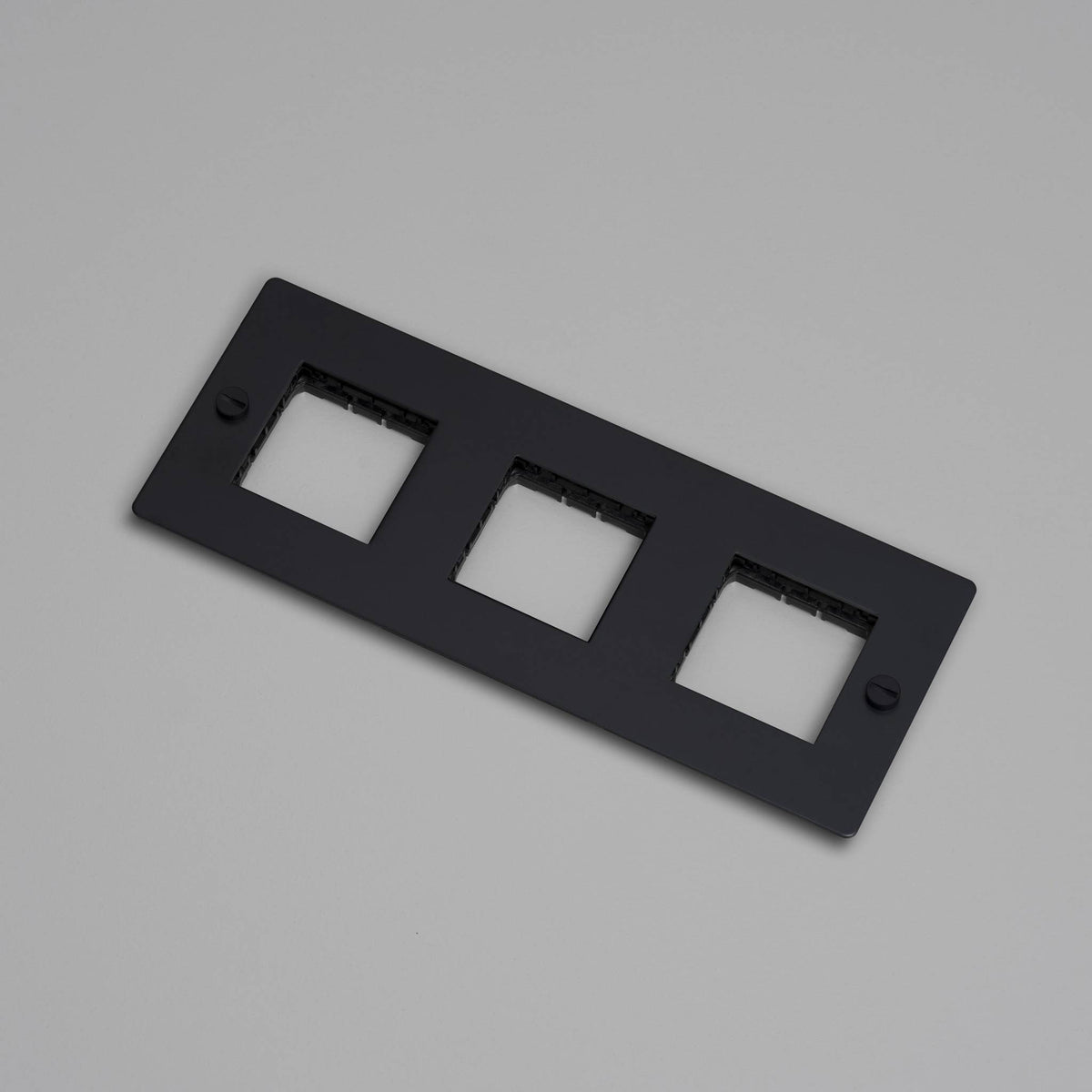 Buster + Punch afdekplaat 3-voudig horizontaal met coin-screw details, detailopname