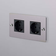 Buster + Punch stopcontact 2-voudig Schuko (zonder logo) Zilver vooraanzicht