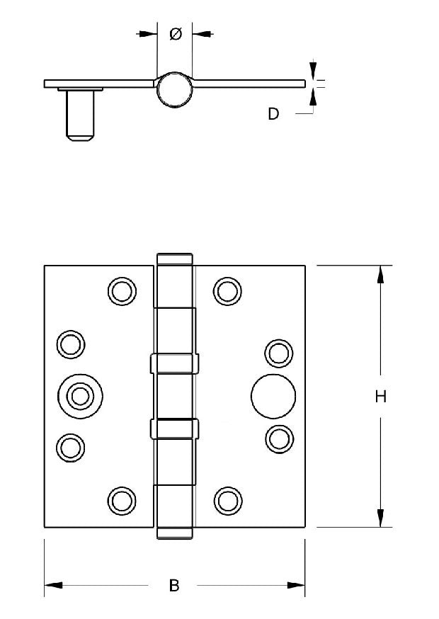 Dulimex Kogellagerscharnier rechte hoeken SKG**® 76x76 mm RVS Geborsteld - Deurbeslag-expert