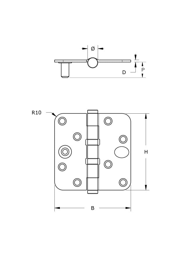 Dulimex kogellagerscharnier ronde hoeken RVS 89x89 mm - detail