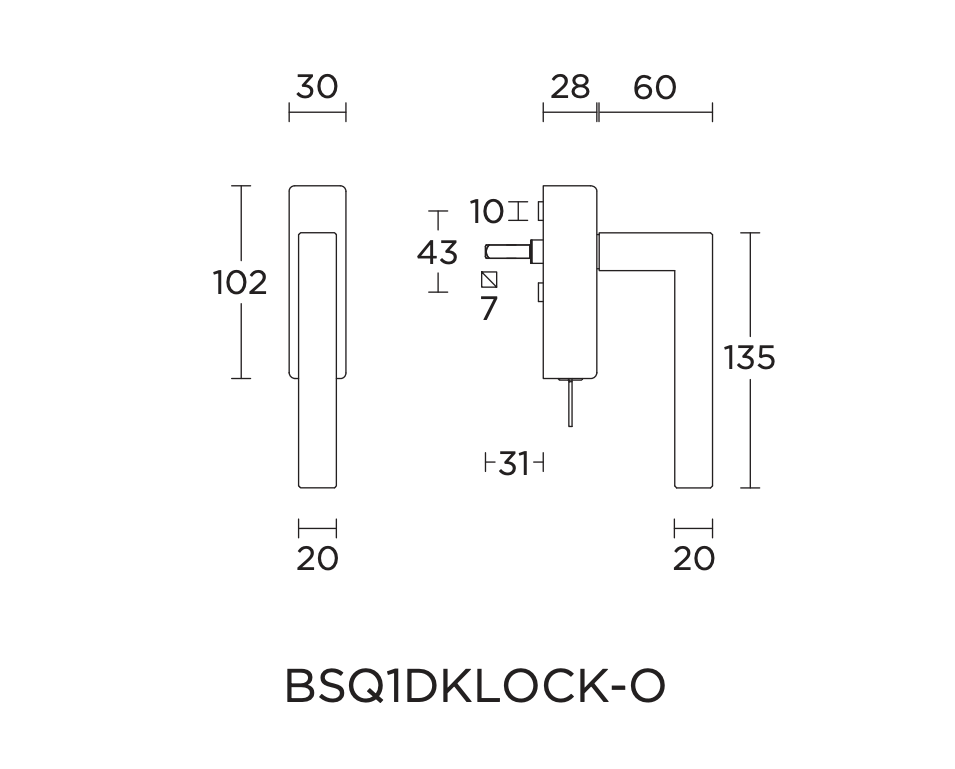 Formani BSQ1-DKLOCK-O draaikiepgarnituur PVD gunmetal – detail