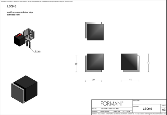 Formani vloerstopper LSQ46 44 mm mat zwart detail