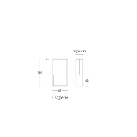 Formani schuifdeurkom LSQ160/43 mat zwart vooraanzicht