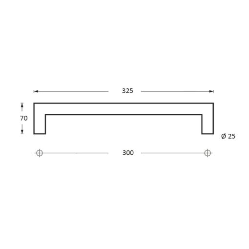 Intersteel Deurgreep 325 mm recht-90° RVS geborsteld – detail