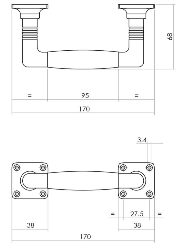 Intersteel deurgreep Ton Basic 170 mm nikkel ebbenhout detail