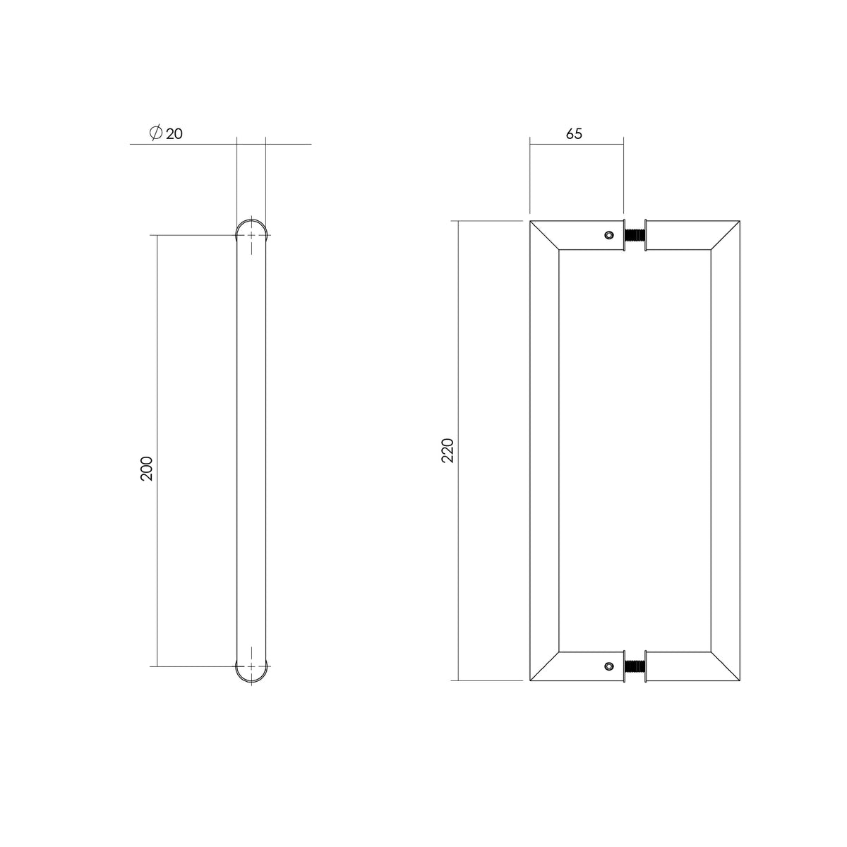 Intersteel Deurgrepen per paar recht-90° 220 mm RVS geborsteld – detail