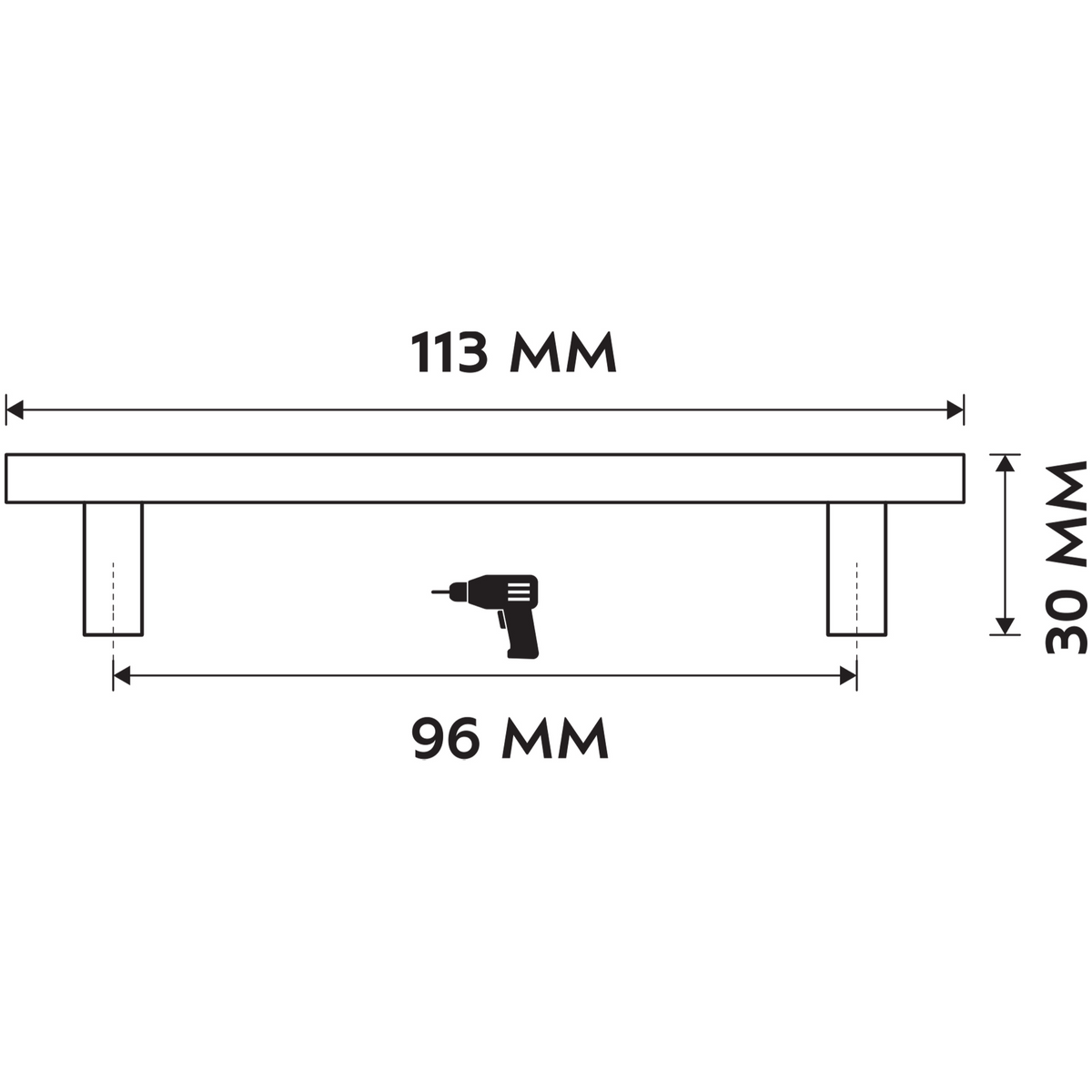 Differnz meubelgreep goud 96 mm – detail