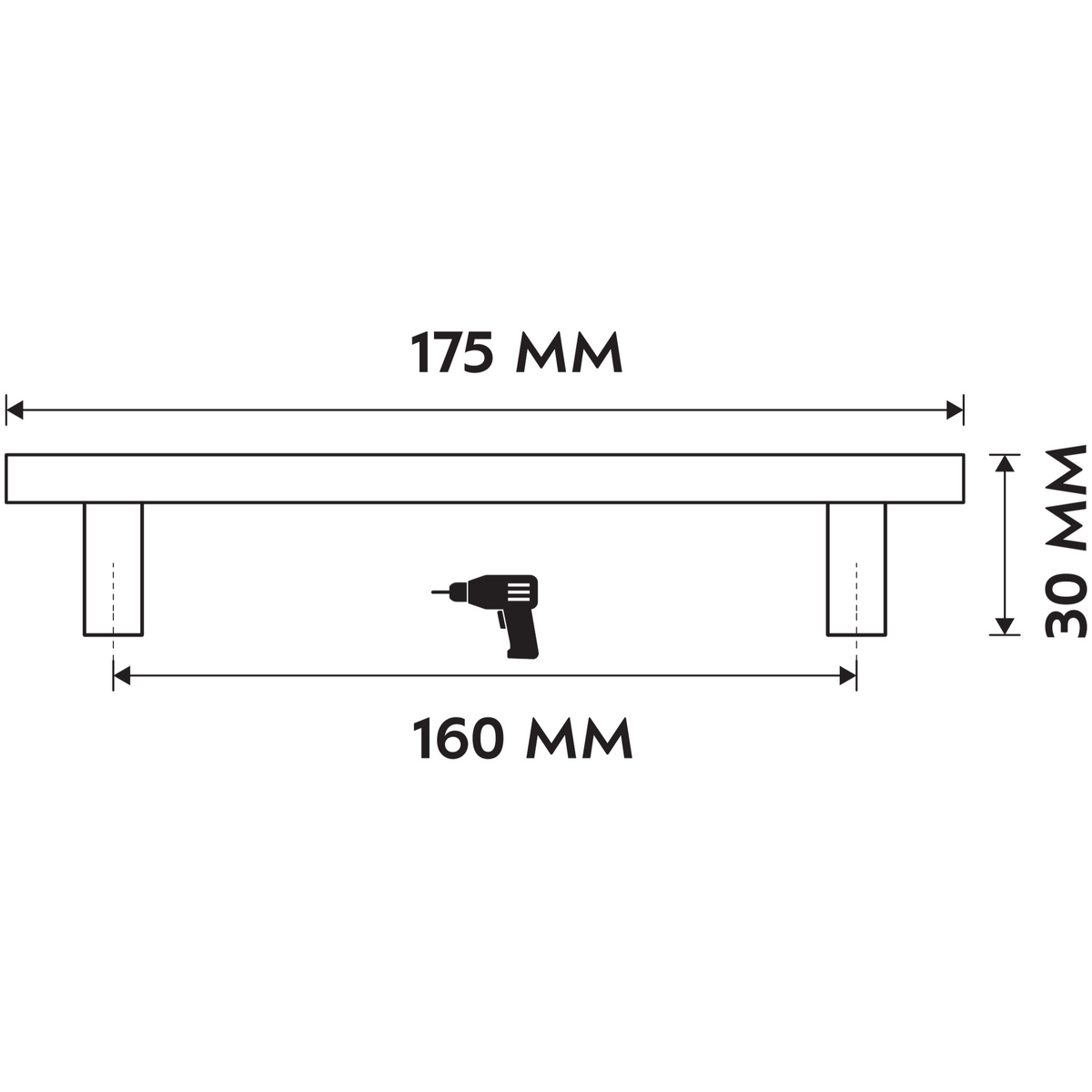 Differnz meubelgreep plat goud 160 mm – detail