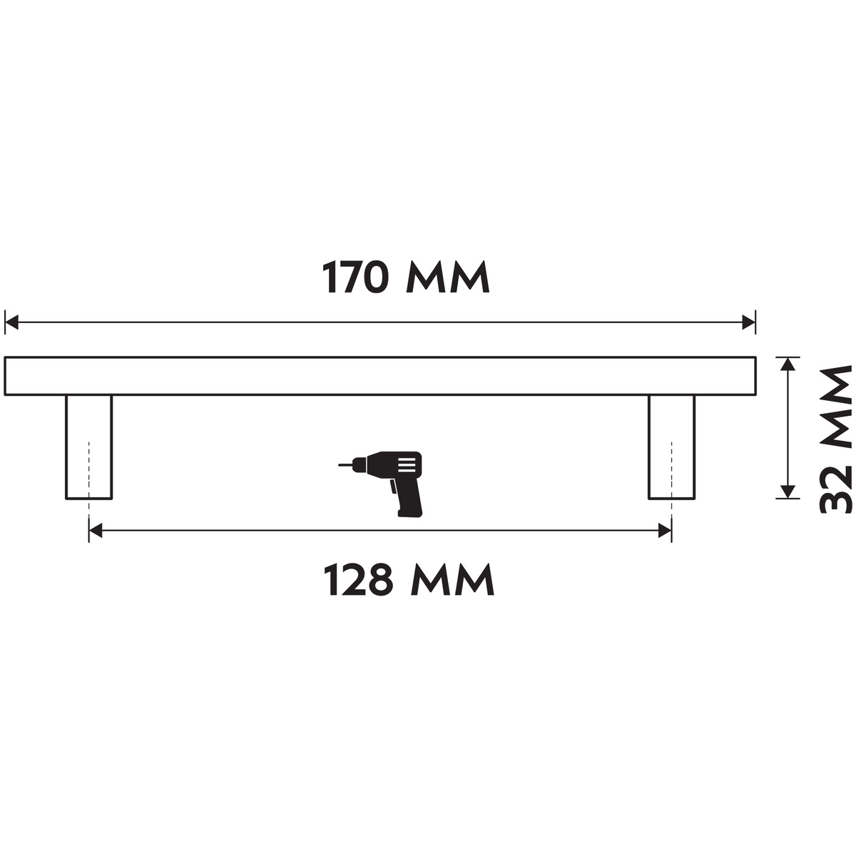 Differnz meubelgreep rond 128 mm mat chroom – detail