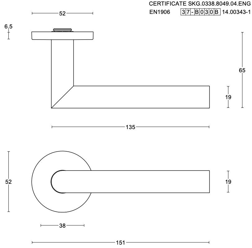 Formani achterdeur veiligheidsbeslag LB2-19 kruk/kruk brons SKG3 smalschild – detail