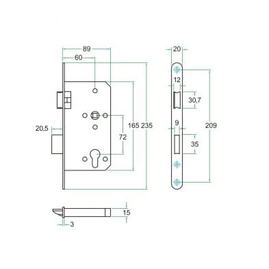 Artitec Dag/Nacht Zwart PC72 mm KL3 maattekening