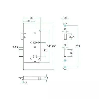 Artitec Dag/Nacht RVS PC72 mm KL3 maattekening